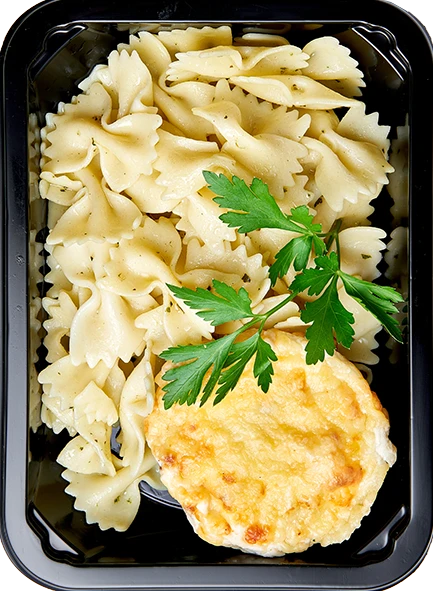 Куриный маффин-Паста фарфалле с базиликом