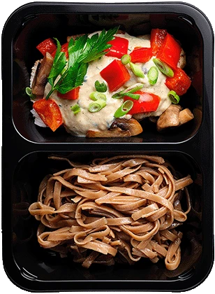 Курица марсала и лапша соба