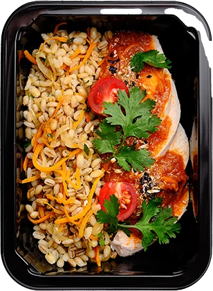 Куриное филе в пряном соусе и барли по-купечески