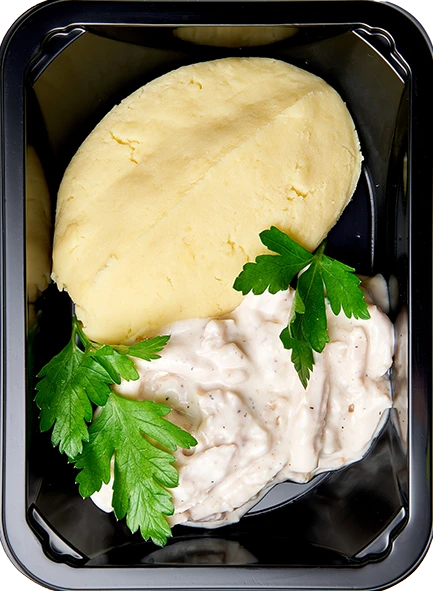 Бефстроганов куриный-Картофельное пюре