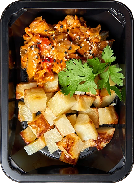 Куриное бедро в соусе Пад-тай и Картофель запеченный