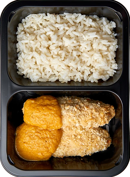 Куриные крокеты с овощным демиглассом и Рис отварной