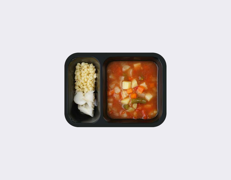Минестроне с треской, птитимом и трюфельным маслом