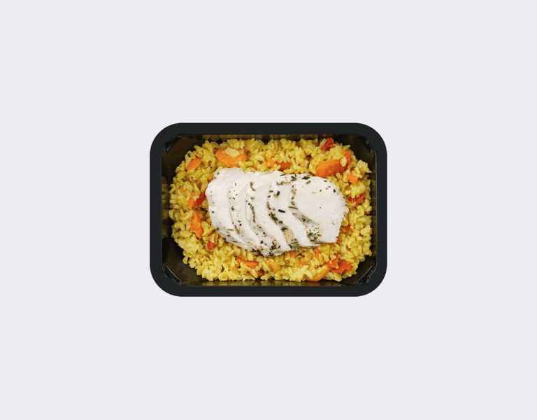 Томлёная каша из бурого риса с курицей