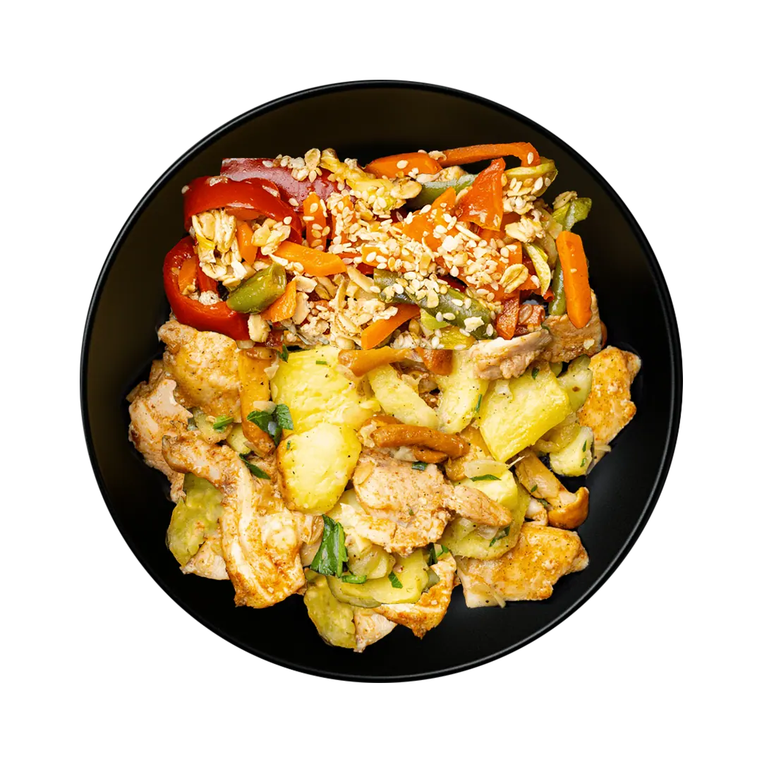 Картофельное сотэ с курицей и овощами