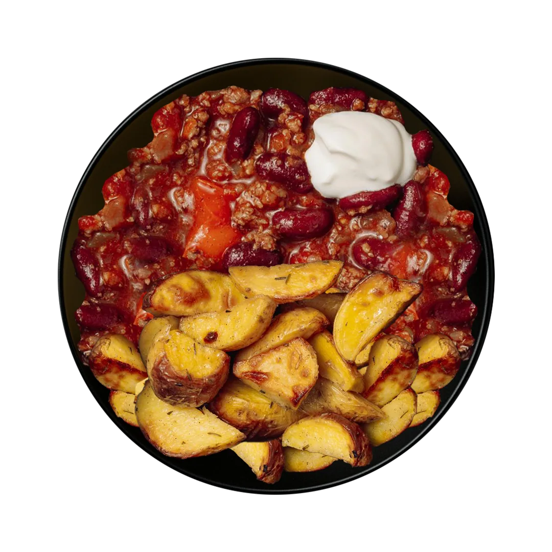 Чили кон карне с запеченым картофелем