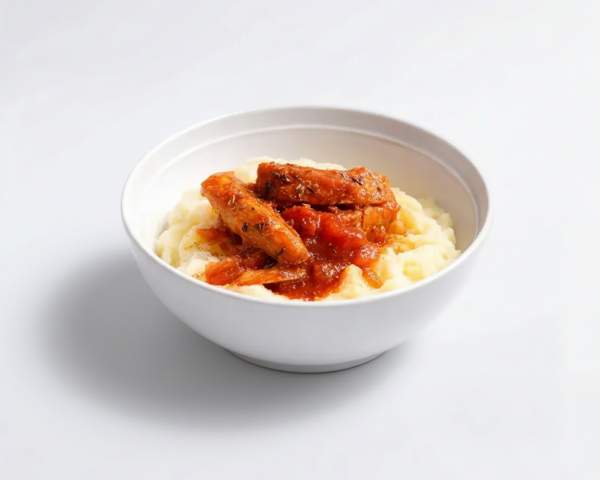 Гуляш из курицы с картофельным пюре