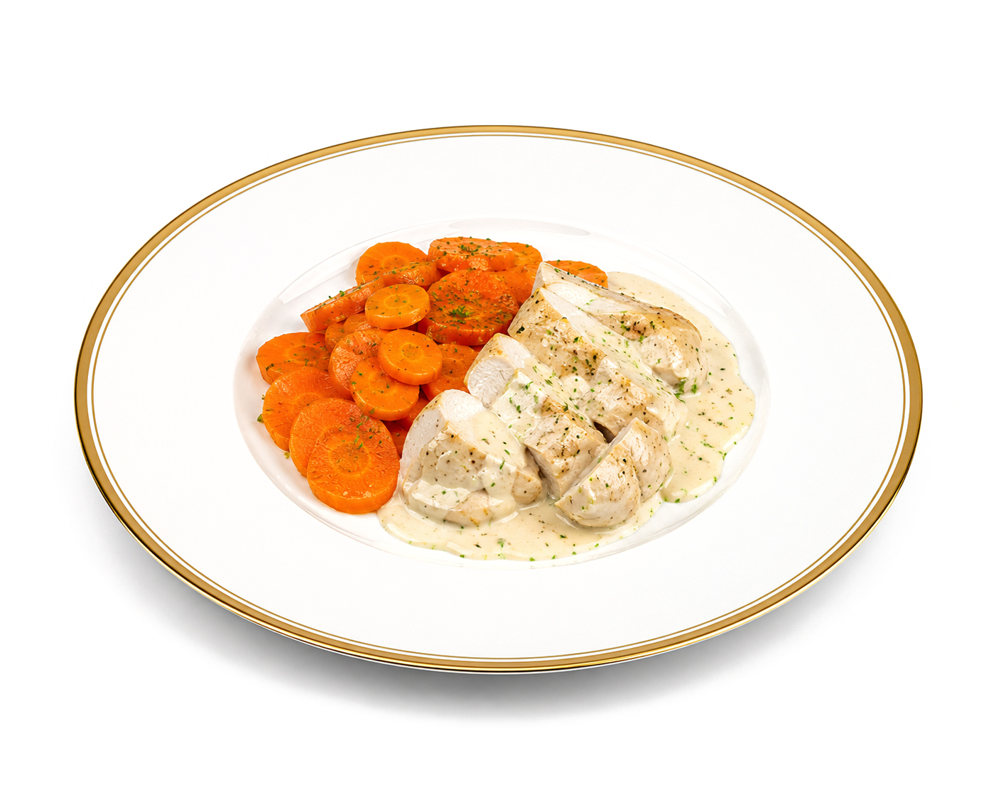Курица с морковью на пару и молочным соусом
