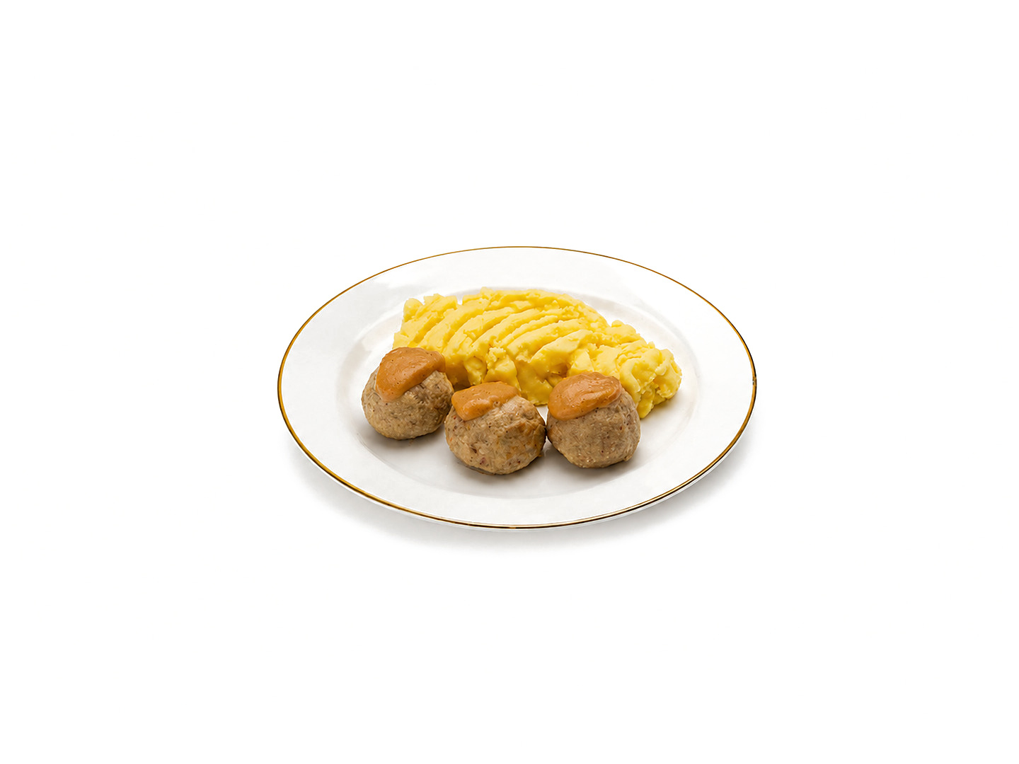 Шведские фрикадельки с яблочным соусом и картофельным пюре