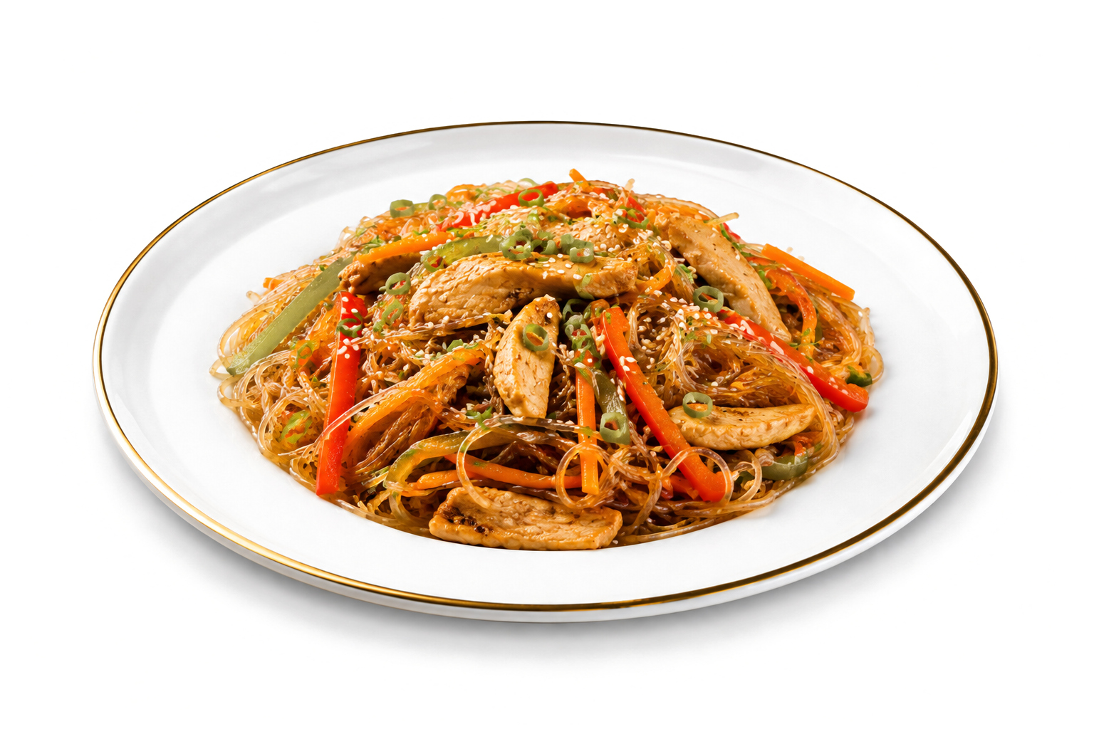 Фунчоза с курицей и овощами