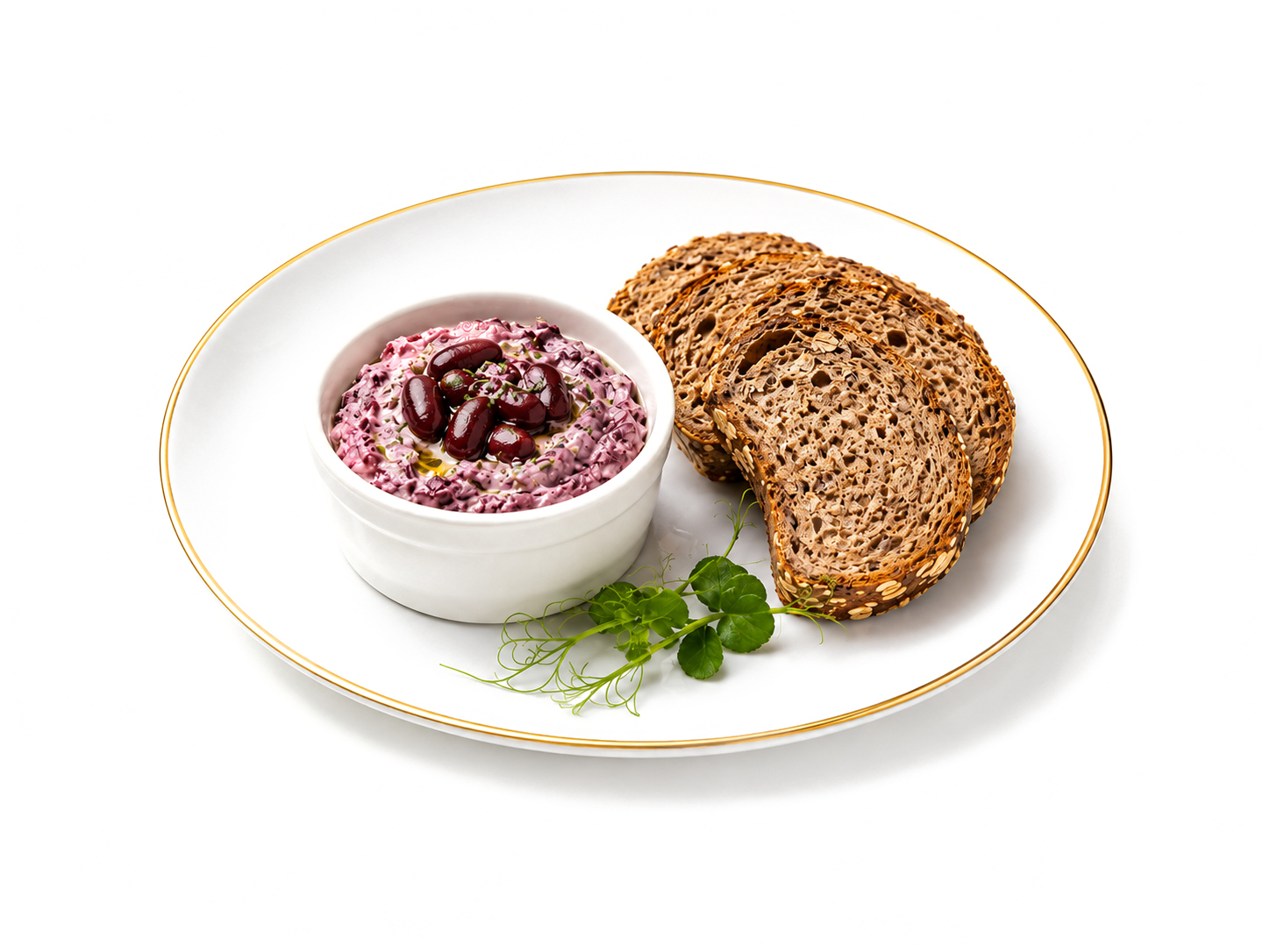 Творожная закуска из красной фасоли c зерновым хлебом