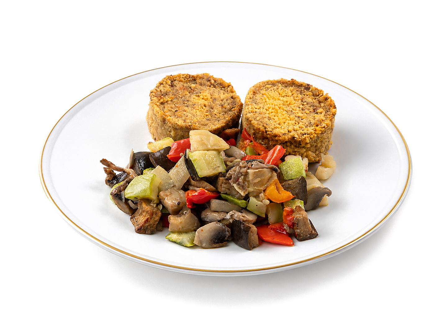 Котлеты из красной фасоли и овощное рагу с грибами