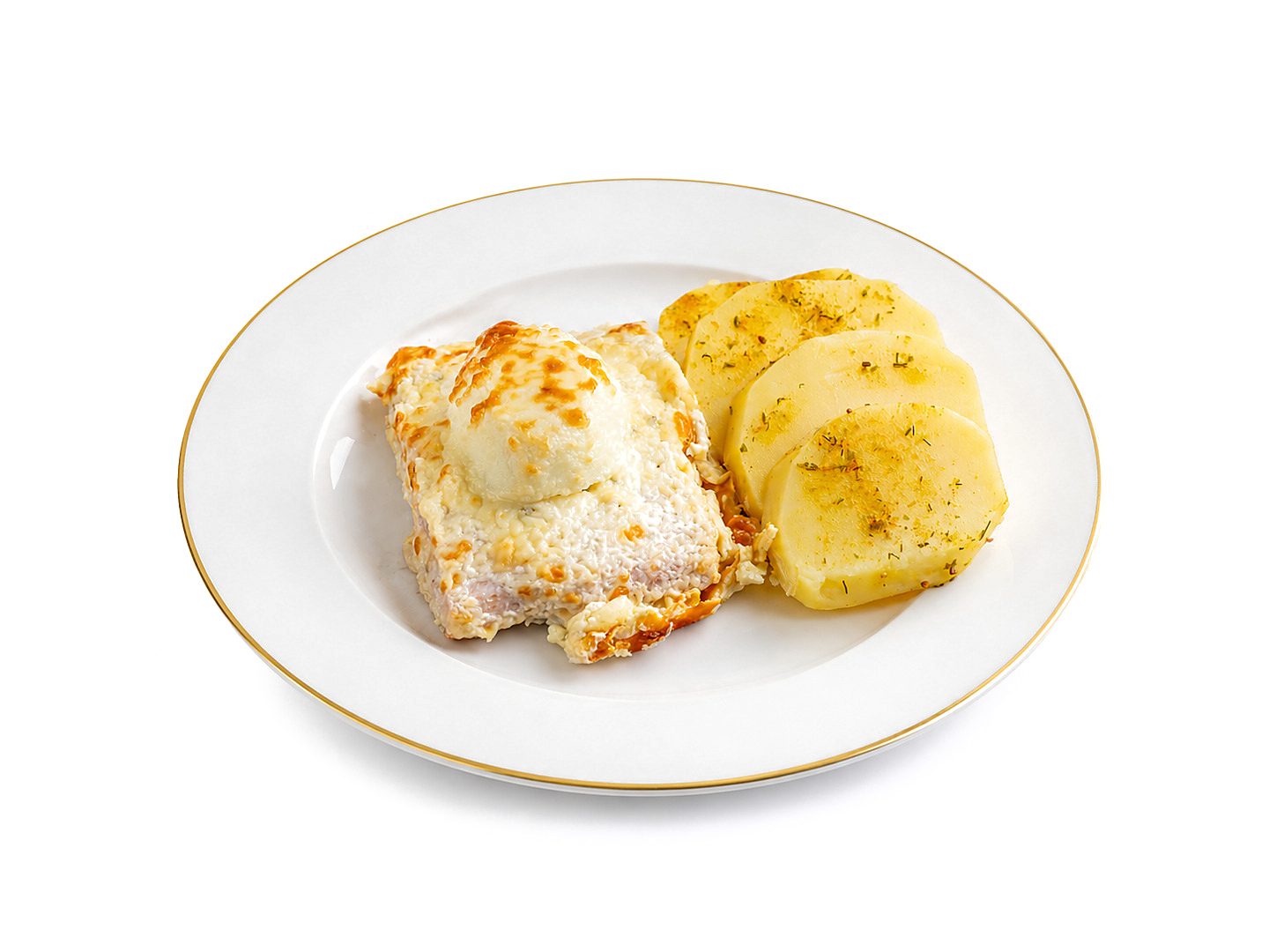 Горбуша с яйцом и печёным картофелем